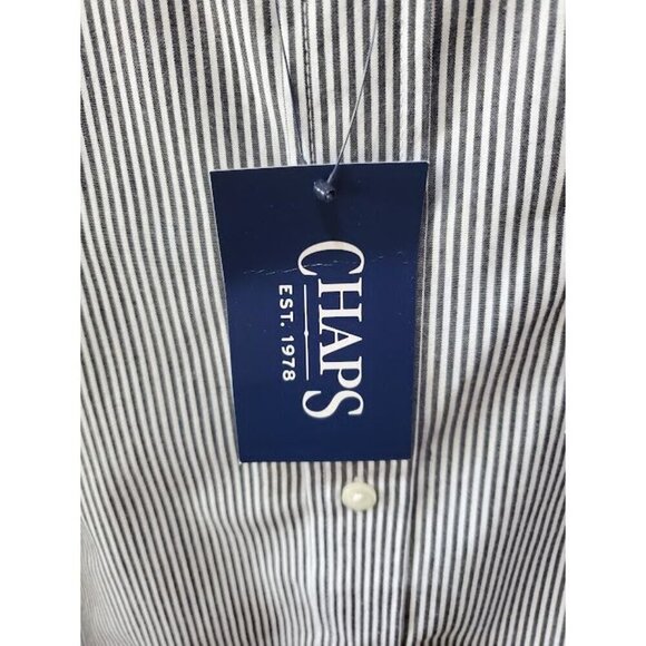 Chaps Black Multi-Striped Easy Care Long Sleeve Shirt Size L 100% Cotton NWT - Picture 3 of 9
